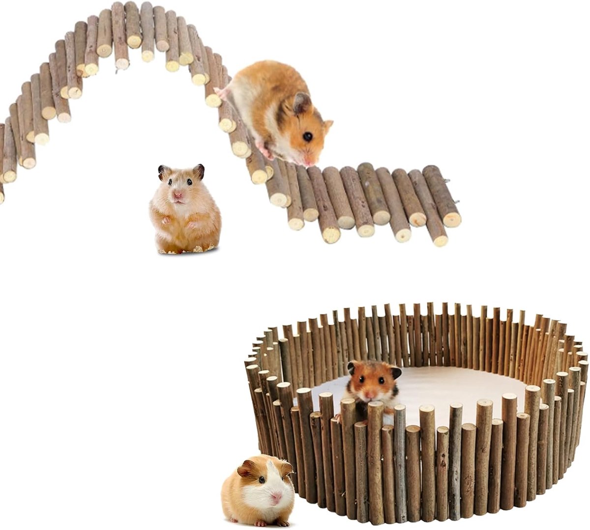 Speelgoed, hamsterhouten hek, 50 cm, speelgoed, hangbrug voor hamsters, muizen en andere kleine dieren, accessoires