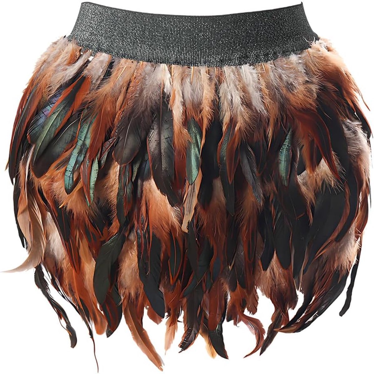 1 Stuk XL Party korte rok, Korte rok, Podiumkostuum, Onderste halve rok, Dames echte natuurlijke veren rok, voor feest, club verkleedkleren, halloween rok, vakantie (Originele kleur)