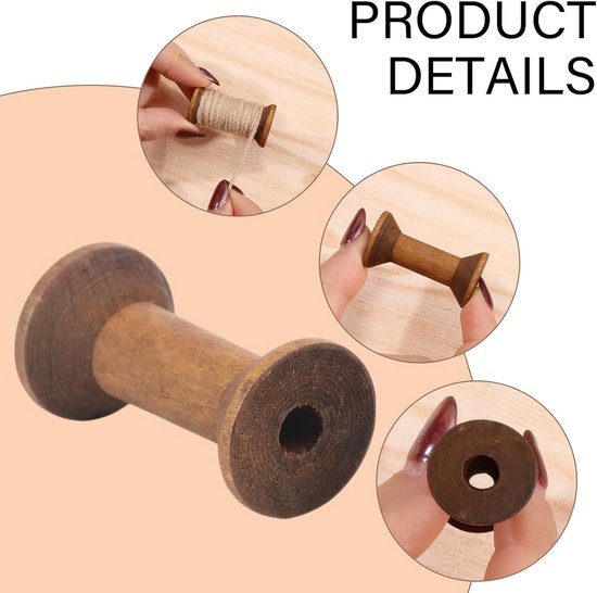 25 Vintage Houten Lege Reel 1.6" Retro Lege Draad Spoelen Houten Lint Spoelen Spoelen voor Borduurmachines Draad Touw Sieraden Ketting — afbeelding 3