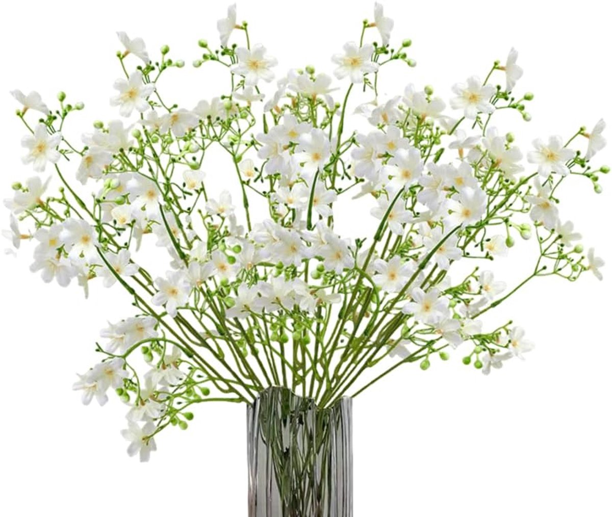 8 stuks zijden bloemen met lange stengels kunstbloem voor hoge vaas 67,1 cm witte kunstbloemen boeket UV-bestendige kunststof planten voor thuis bruiloft binnen buiten decoratie