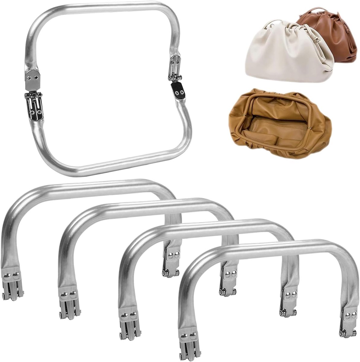 4 stuks haaktassluitingen, 15,8 x 8,8 cm, aluminium tashanger, rechthoekig frame, tasframe, rechthoekig clutchframe voor doe-het-zelf tas, U-frame, tasframe (158 x 88 mm)