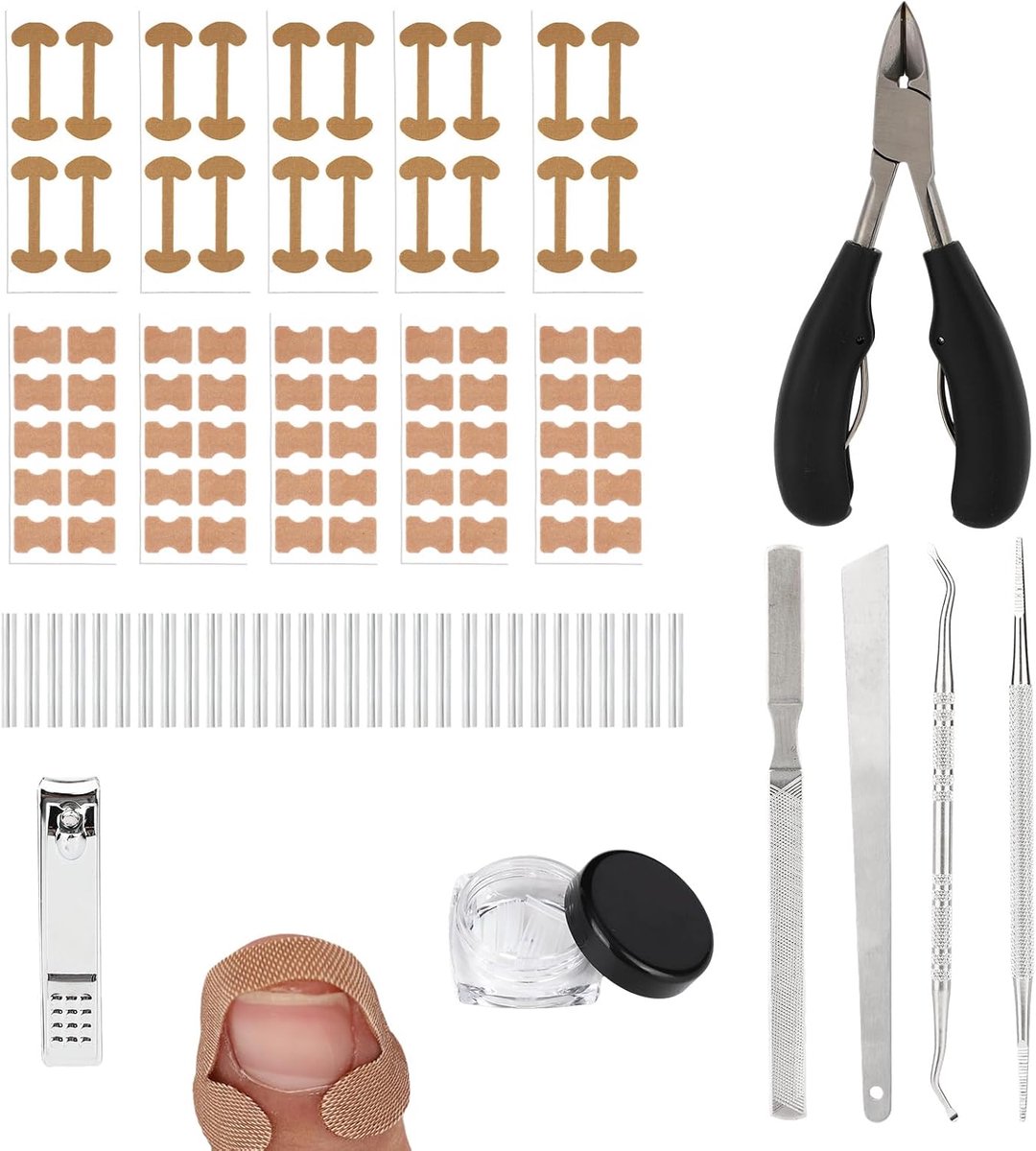 17st Corrigeren van Ingegroeide Teennagels Set, Professionele Pedicure Ingegroeide Teennagels Set met Nagelstrips Nagelriemduwer Nagelknipper voor Vrouwen en Mannen