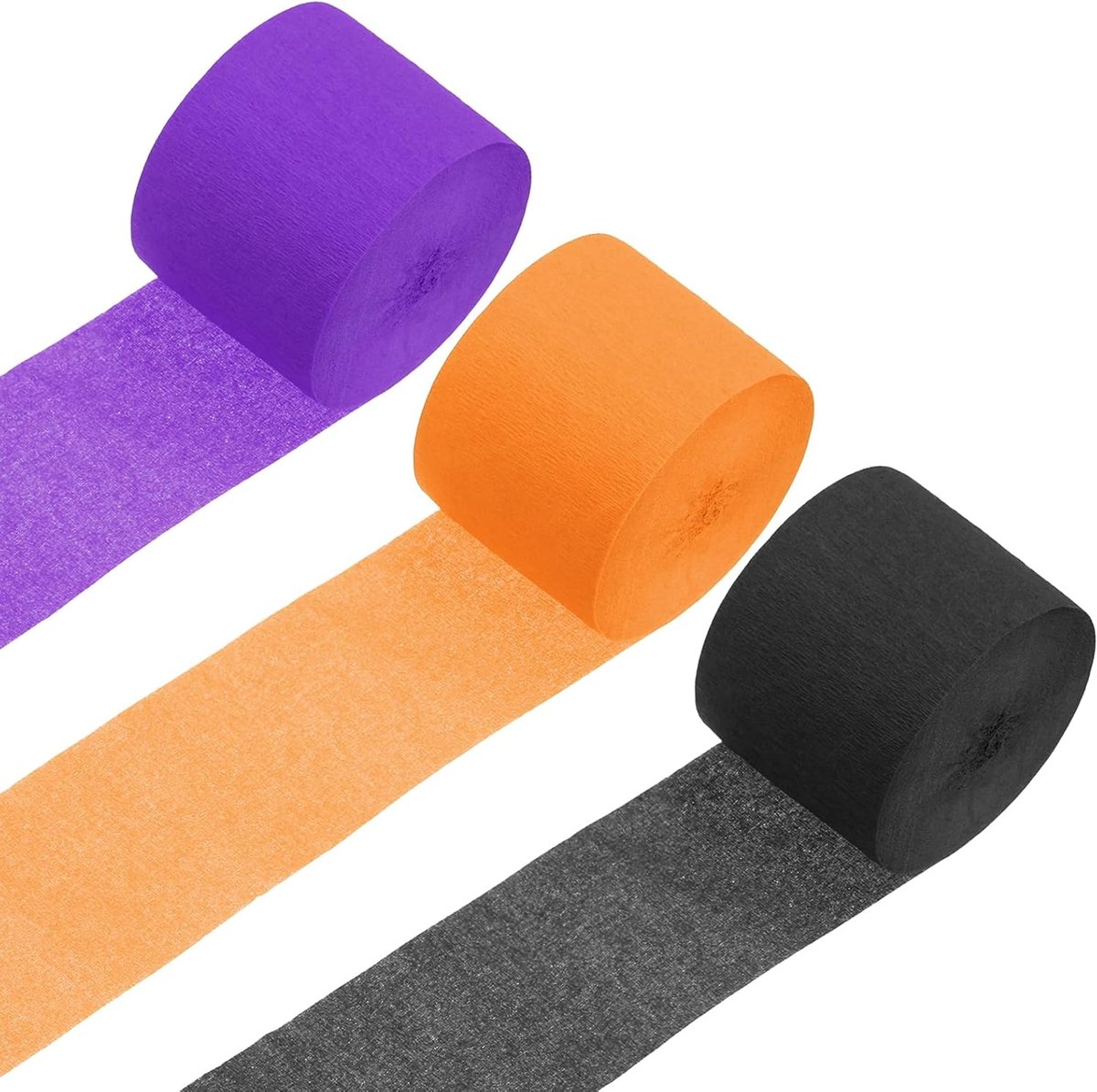 Crêpepapier slingers, bruiloftsdecoraties, feestslingers voor bruiloft, Valentijnsdag, feestachtergrond, zwart, oranje, donkerpaars