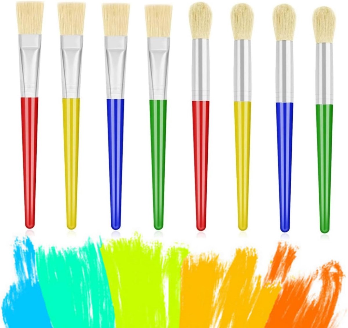 Penselen voor kinderen, acrylverf, kunstenaarskwasten, set kleurrijke penselen voor beginners, peuters, kinderen, school, klaslokaal en schilderpart, kunst, schilderen, praktijk