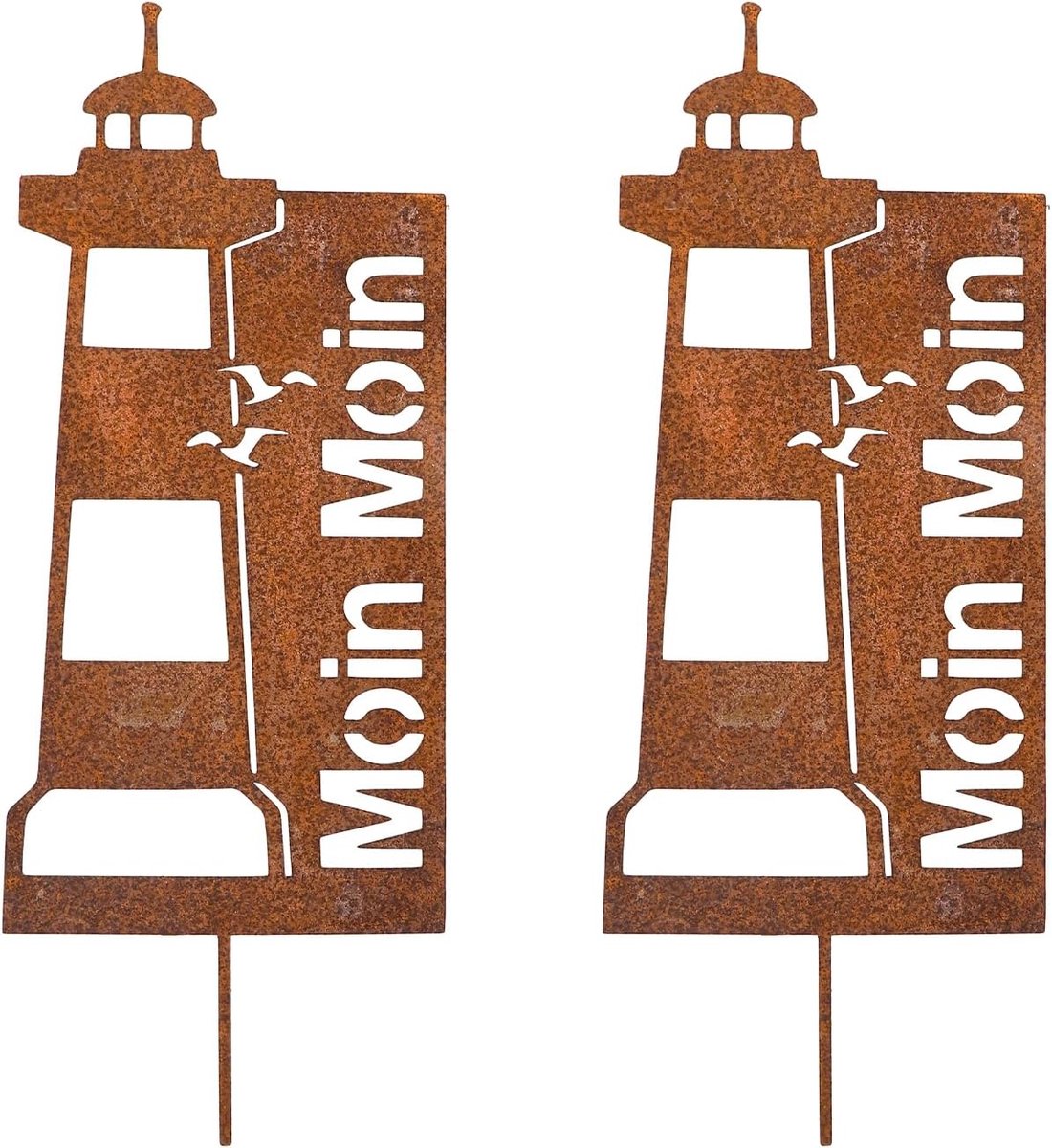 Vuurtoren tuindecoratie, weerbestendig, maritieme tuindecoratie voor buiten, weerbestendig, groot decoratief element voor buitenruimtes in roestlook, Moin Moin