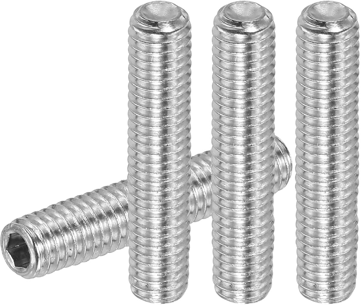 10 stuks Madenschroef M6 x 40mm, 304 roestvrij staal Madenschroeven set voor deurklinken bevestiging, meubels, lampen, waterkraan reparaties, zilveren binnenzeskant draadstiften schroeven set
