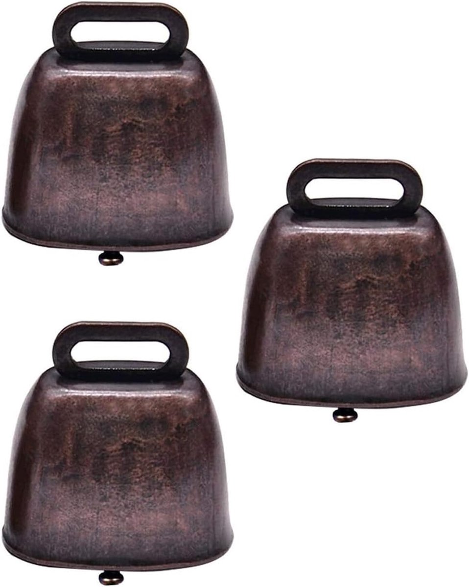 3 stuks koperen belletjes voor schapen wilgentenen anti-marrite bronzen bel sterke metalen bel koperen bellen voor runderen, geiten dierenboerderij, brons rood