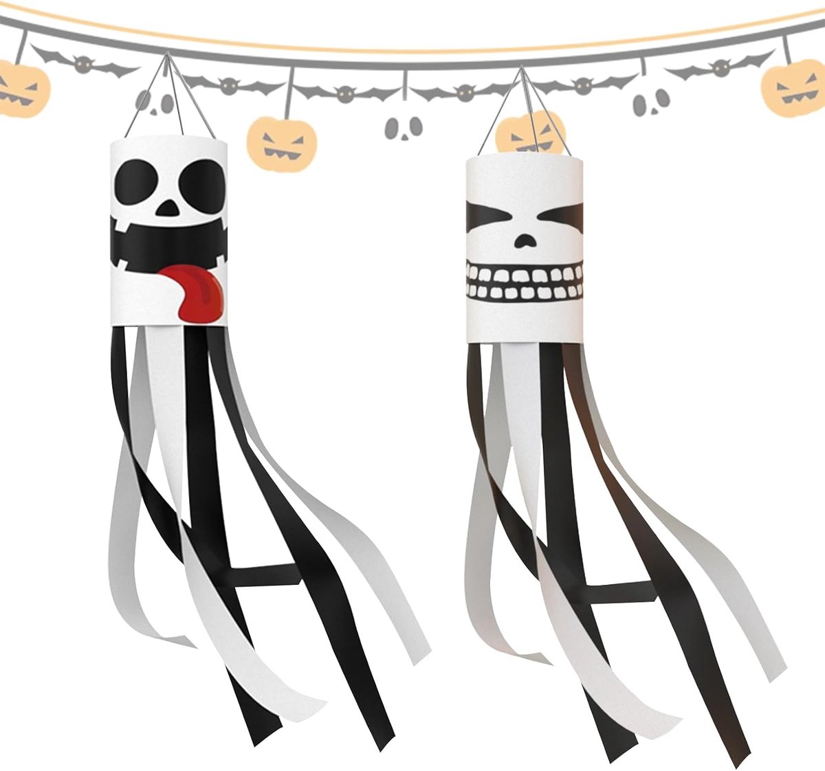 2 stuks Halloween luchtgreep, spook luchtgreep 1 m Halloween decoratie om op te hangen voor binnen en buiten, tuin, gazon, terras of strandcamping