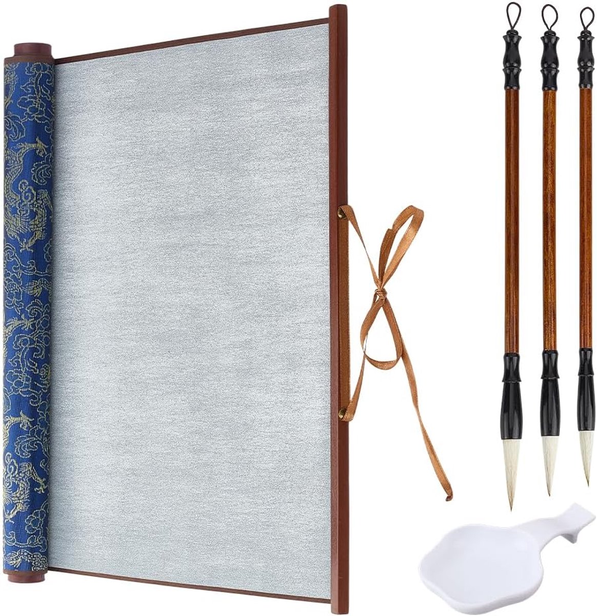 Herbruikbare Water Schrijven Magische Doek Blauw Chinees Magisch Doek Water Papier Geen Inkt Chinese Kalligrafie Set Traditionele Kalligrafie Schrijven Borstels Pennen voor Beginners