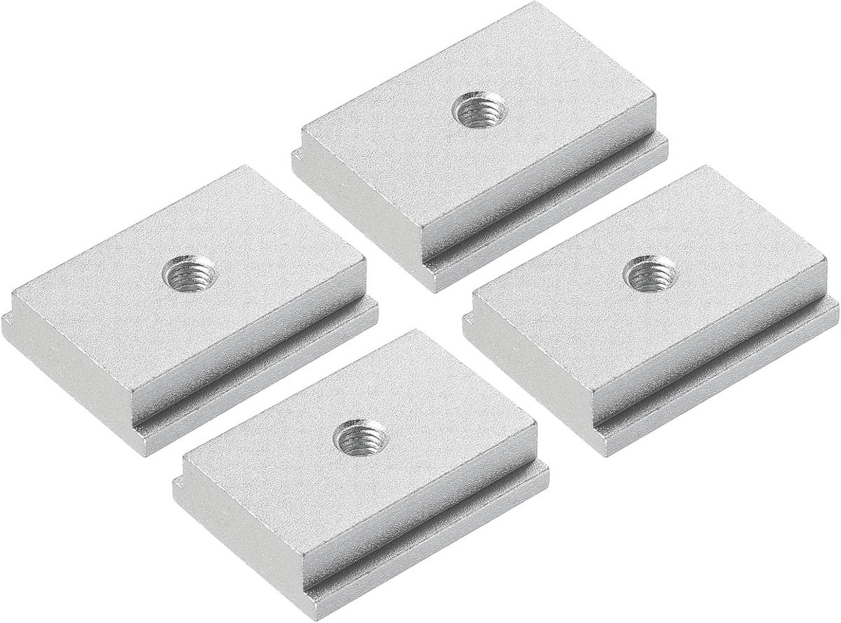 METERXITY Aluminium t-track (4 stuks, 1,2 inch, M5, zilver) - T-schuifregelaar voor T-sleuf verstekschuif, dubbelgesneden en voorgeboorde montagegaten, toepassen op houtbewerking/armaturen/crosscut