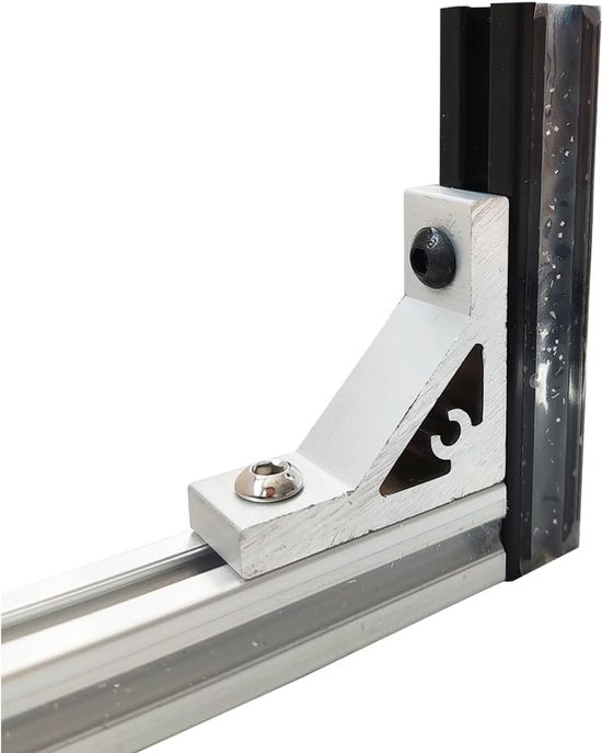 10 sets 90° hoek aluminium profiel hoeksteun scharnier connector voor 2020 serie inclusief 10 stuks hoekhouders, 20 stuks M6 T-moeren, 20 stuks M6 x 14 mm zeskantschroef voor — afbeelding 5