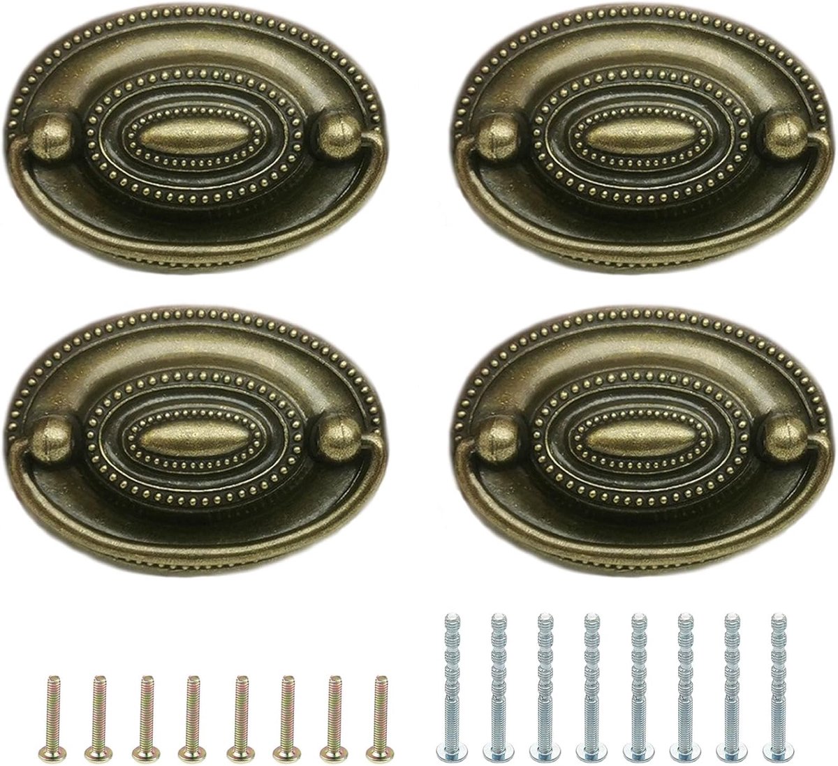 Set van 4 antieke messing borgtocht lade trekt, meubels dressoir trek, ovale drop swing handgrepen voor bar kast knop hardware
