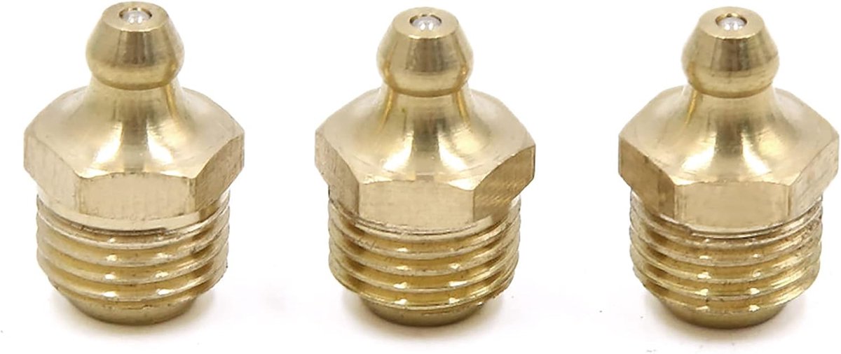 sourcing map 3 stuks Messing rechte smeernippel toebehoren voor motorfiets auto 1/4 "schroefdraad DE de