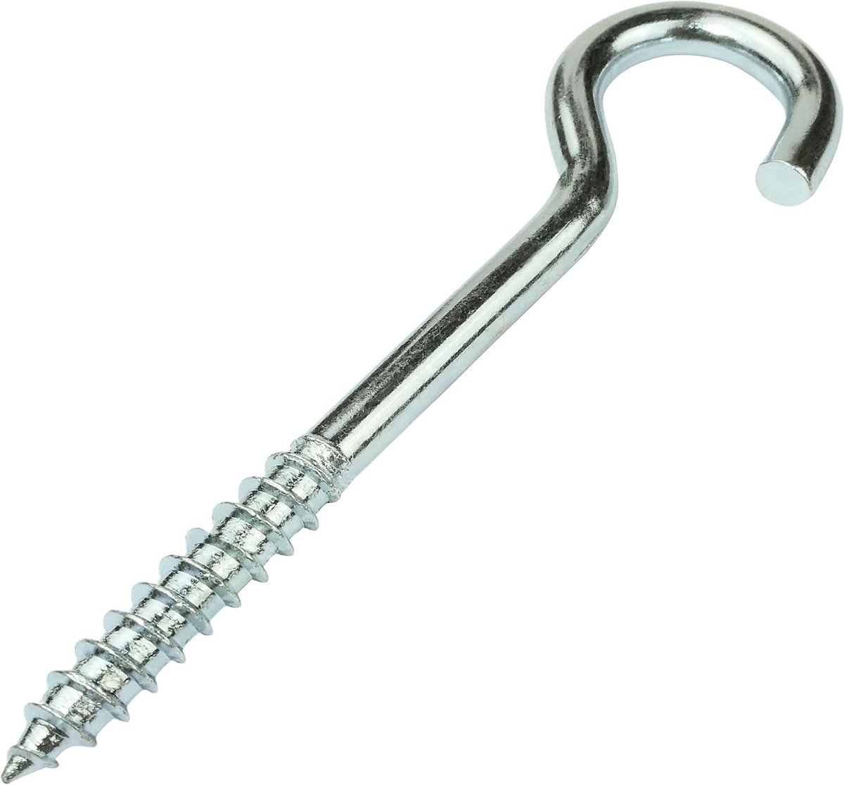 - C57989 - Set met 10 schuine koplamphaken voor het schroeven Ø 6 x 60 mm in C-vorm - open haak met zelftappende schroef - van verzinkt staal - kleur zilver