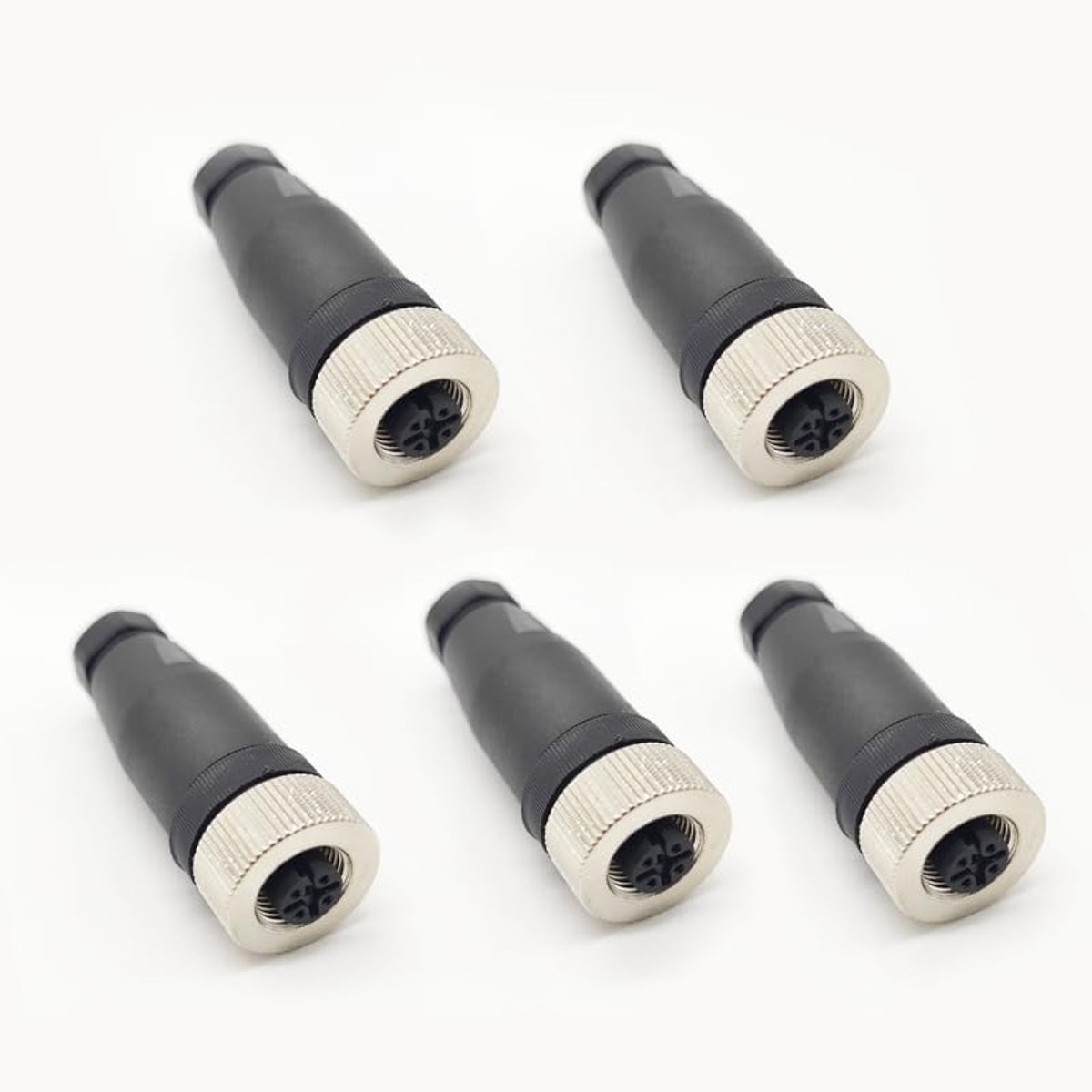 5 Stks Vrouwelijke Ronde Connector M12 4 Polen, IP67 Waterdicht Gecodeerde Rechte 4-polige 12mm Schroefdraad Sensor M12 4-aderige Ronde Connectors Accessoires voor Industriële Automatisering 250V 4A