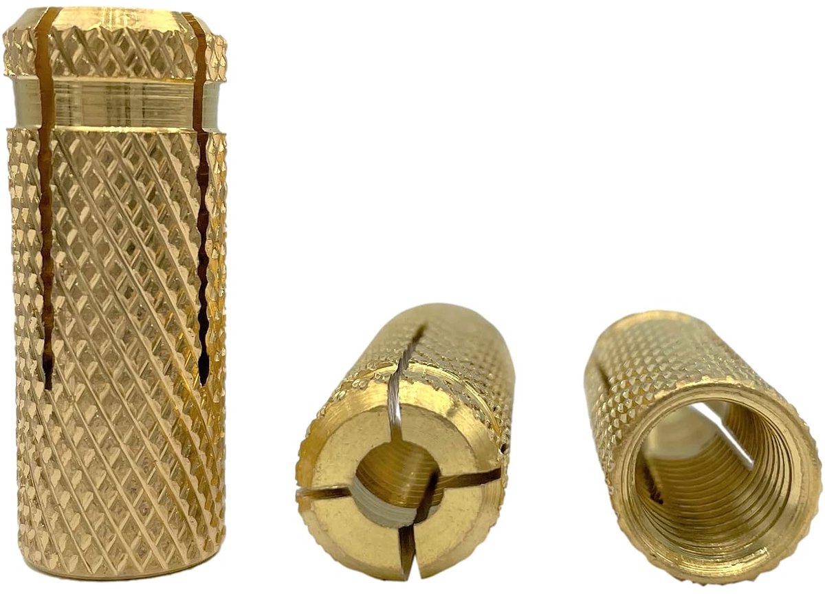 (Pack van 60 stuks) Messing Drop in ankers M10 x 32 mm, Uitbreidingsbouthuls, Betonnen Metselwerk Brick Anker, Uitbreidingspuwers (60, M10 x 32 mm)