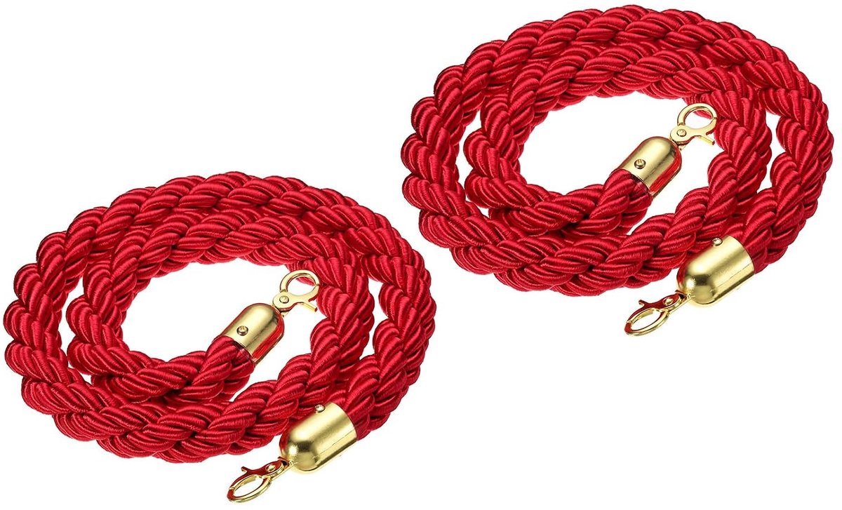 Stanchion touw 2 stuks 1,2 m barrière touw veiligheidstouw barrière voor palen stand staart verdeler mensen massa's hotelcontrole, rood goud