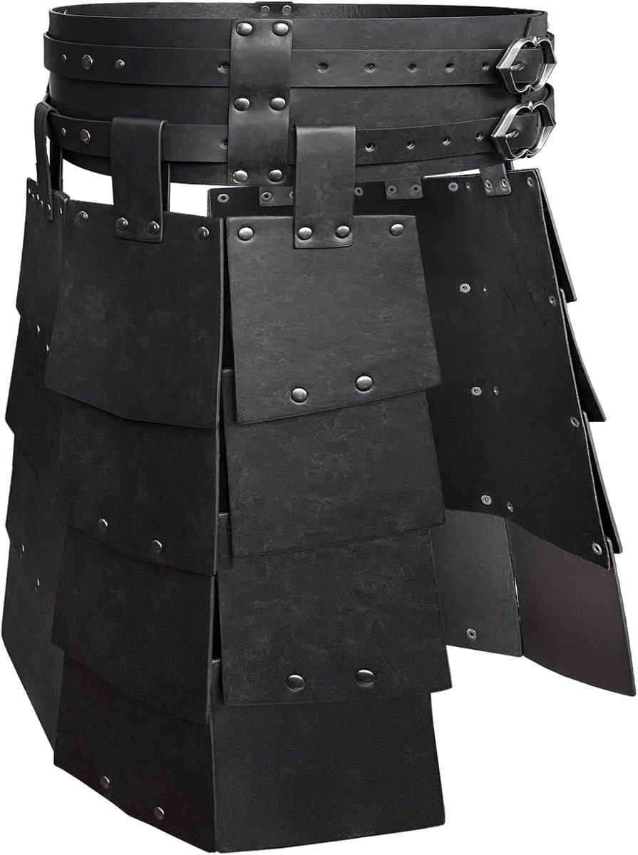 Middeleeuws imitatieleer dijbeen pantser met brede riem, Retro dubbelzijdig taillespantser, Mercenary&Knights Rokpantser voor LARP