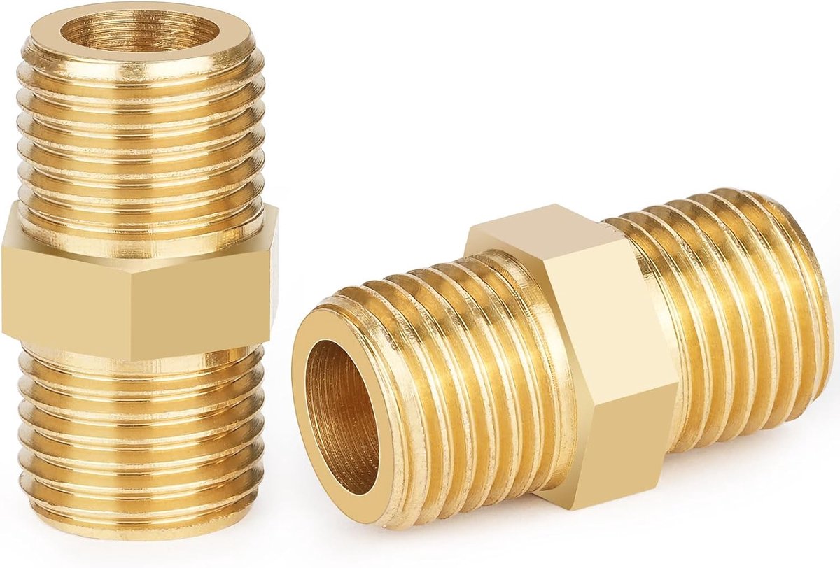 nippel 1/4 inch schroefdraadfittingen dubbele nippel aan beide zijden geschikt voor sanitair, centrale verwarming, warm- en koudwatervoorziening, airconditioning en zonne-installaties enz