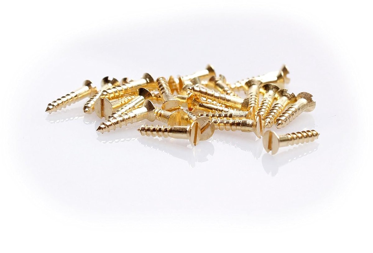 Houtschroeven, DIN 97 (verzonken kop met sleuf) messing 1,6 x 16 mm, voor modelbouw of voor restauratie