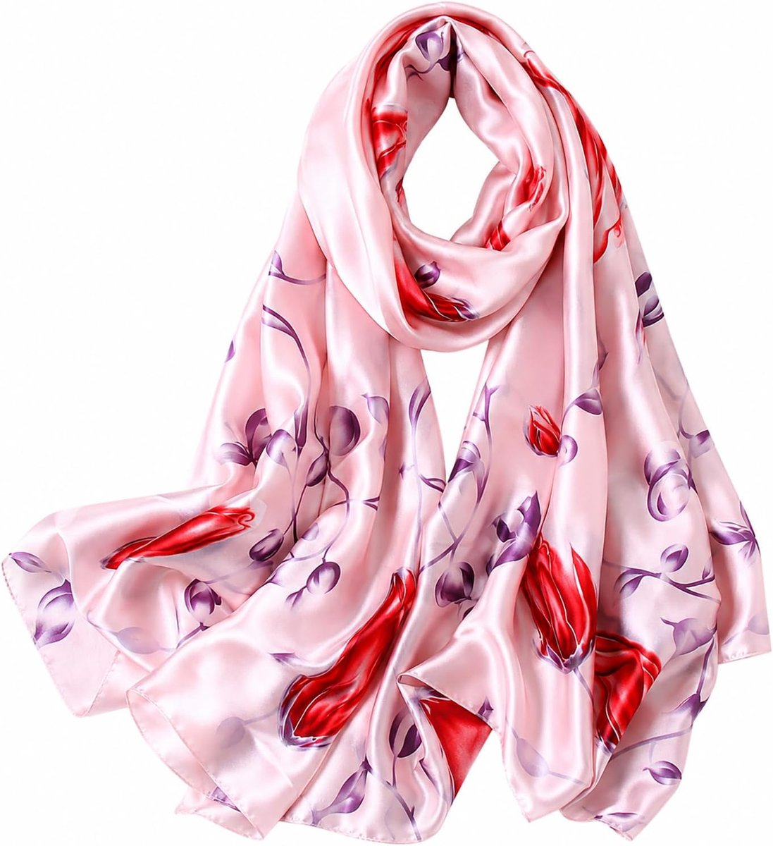 Grote zijden doeken dames sjaal elegante zijden doek haar grote lange halsdoek halsdoek zijden sjaal cadeau voor vrouwen, D79021, 85x179cm