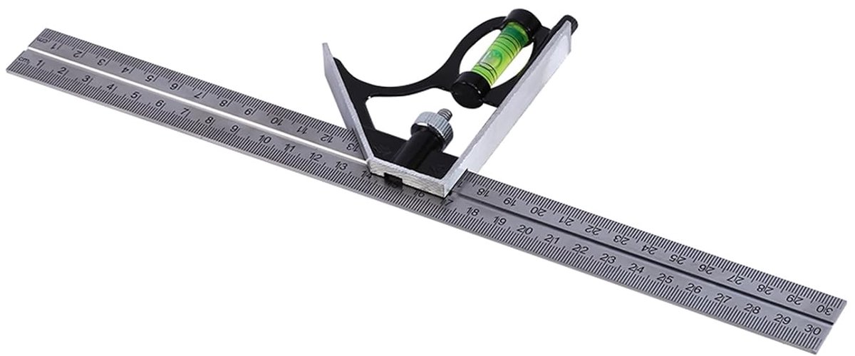 Combinatieliniaal 300mm Roestvrij Staal Haakse Liniaal 45 90 Graden Professionele Meettool Houtbewerking Ingenieurswerk