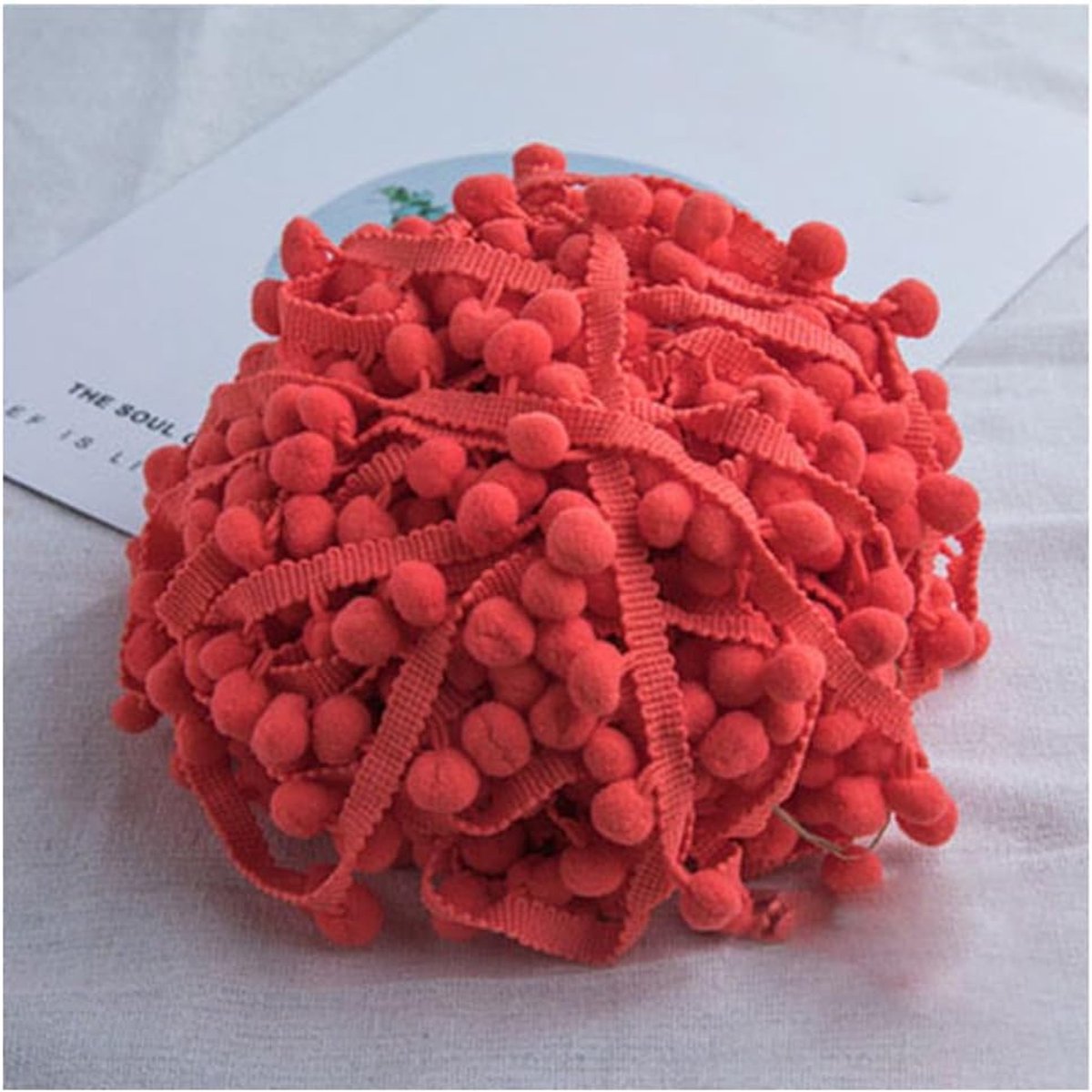 Kleurrijk Pom Poms Kwast Band Kantenlint met 1,2 cm Pompons Bommelband Pomponband Kwast Trim Band voor Knutselen Naaien Kleding Thuis Decoreren Mandarijn 5 Yard