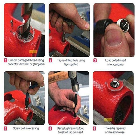 Zelfborgende schroefdraadreparatieset 25-delige schroefdraadreparatieset Inzetstuk draagbaar met plastic doos voor verwerkingsmachines — afbeelding 4