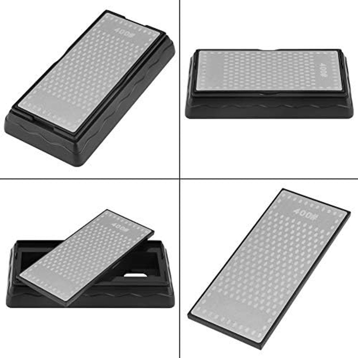 Diamant Slijpsteen, 400/1000 Korrel, met Anti-slip Ondergrond voor Keukenmessen, Scharen en Scheermessen