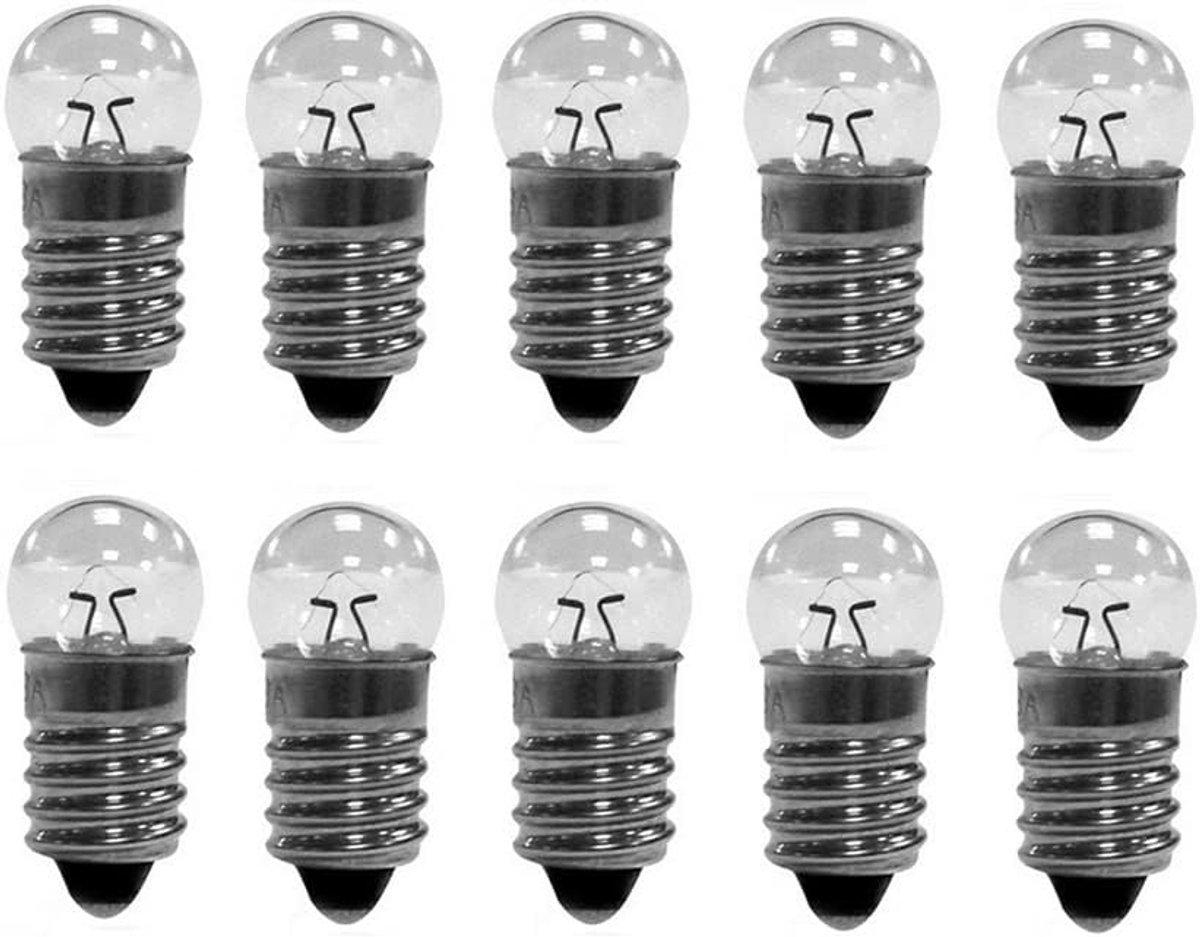 10 stuks kogellamp E10 12V 0,2 A gloeilamp gloeilamp miniatuur schroefvoet warmwit 30LM (12V)