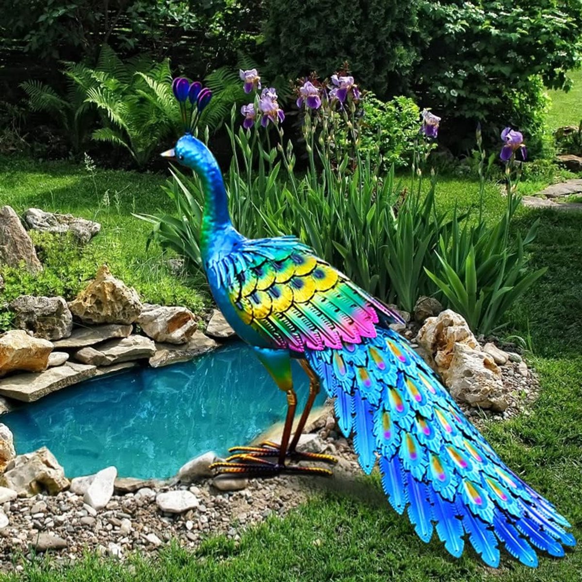 chisheen Pauw Standbeeld Tuin Decor Metalen Pauw Yard Art Gazon Decoratie Outdoor Sculptuur