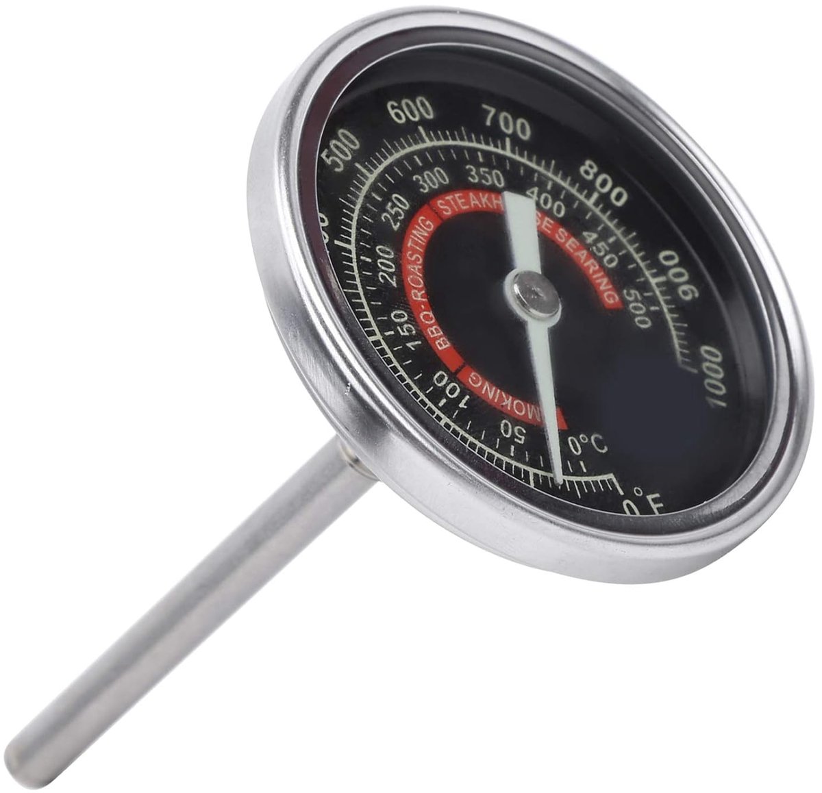 0‑1000 ℉ Huishoudelijke Roestvrijstalen Barbecue Grill Thermometer Koken Temperatuurmeter, IP55 Waterdicht en Hoge Nauwkeurigheid