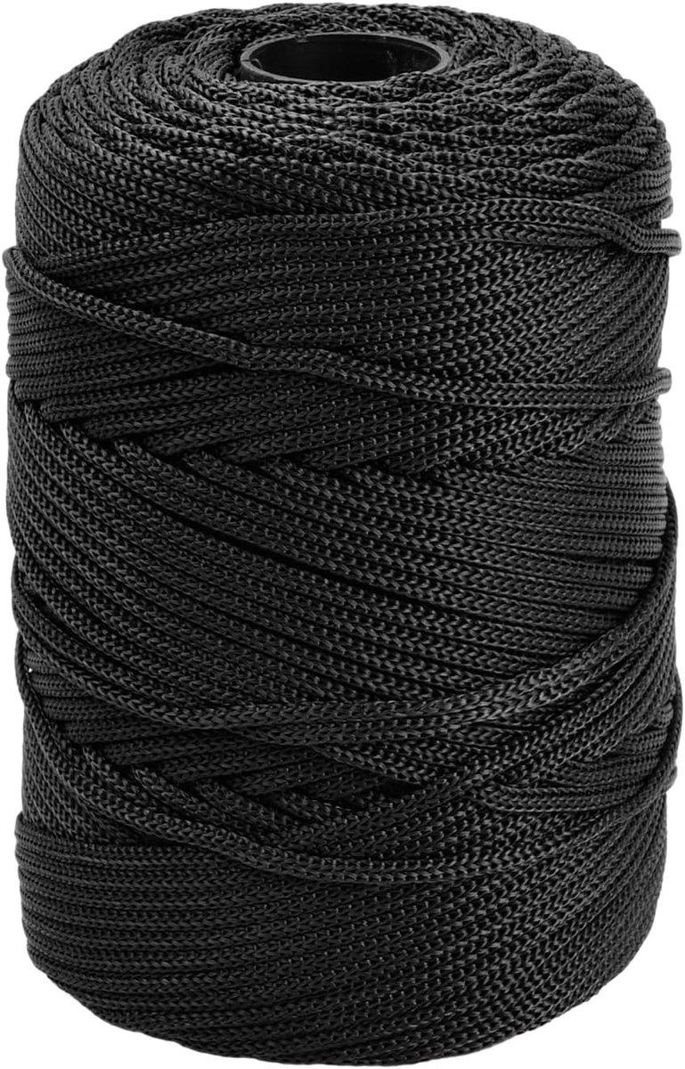 3 mm gekleurd macramé-polyestergaren, polyester koord, garen voor doe-het-zelf handwerk, weven, decoratie, plantenhangers (zwart)