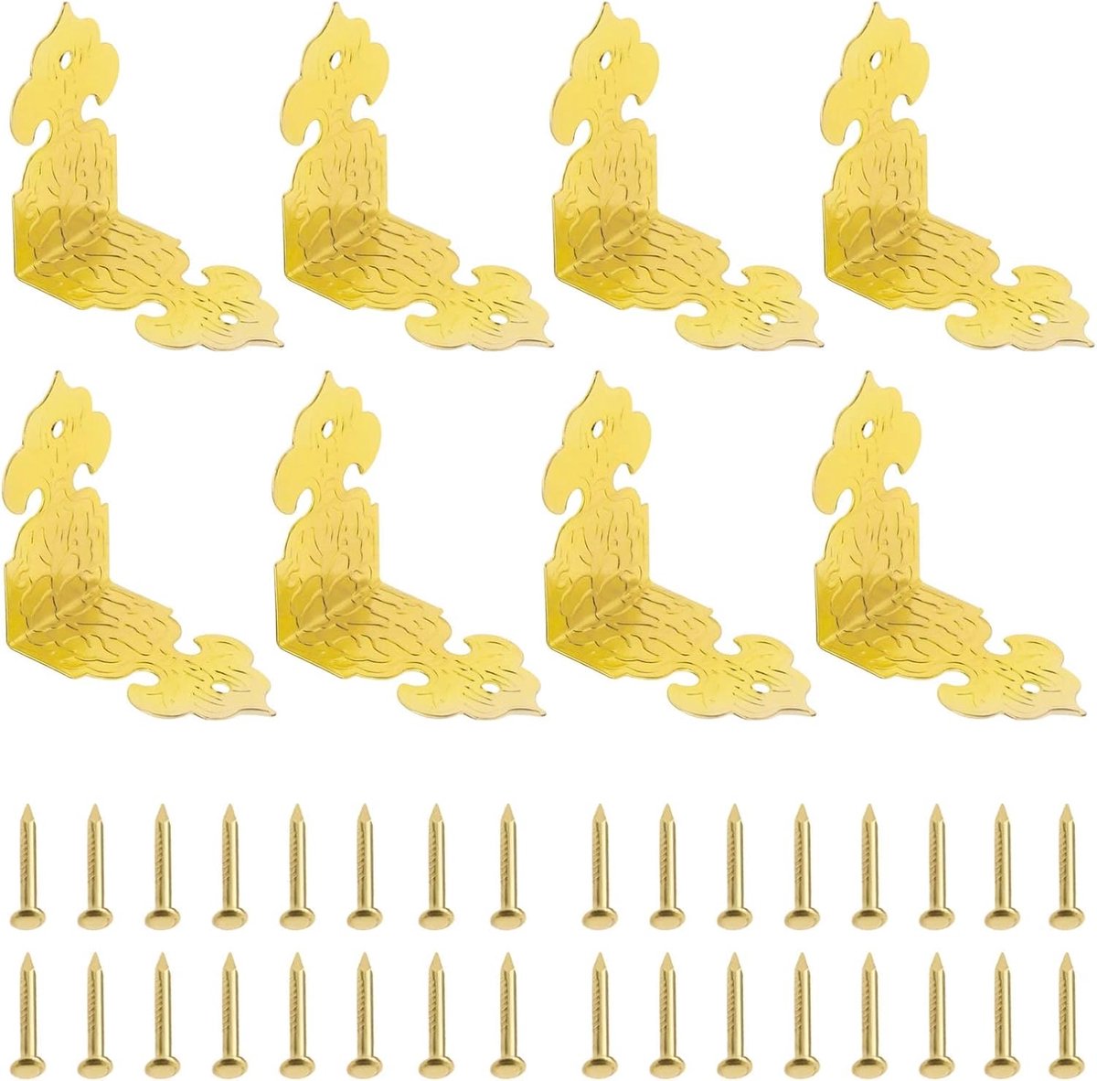 30Pcs Houten Doos Hoek Protector Vintage Hoek Guard Metalen Rand Cover Meubels Tafel Rand Decoratie Met Schroeven Voor Sieraden Doos Opbergdoos Goud