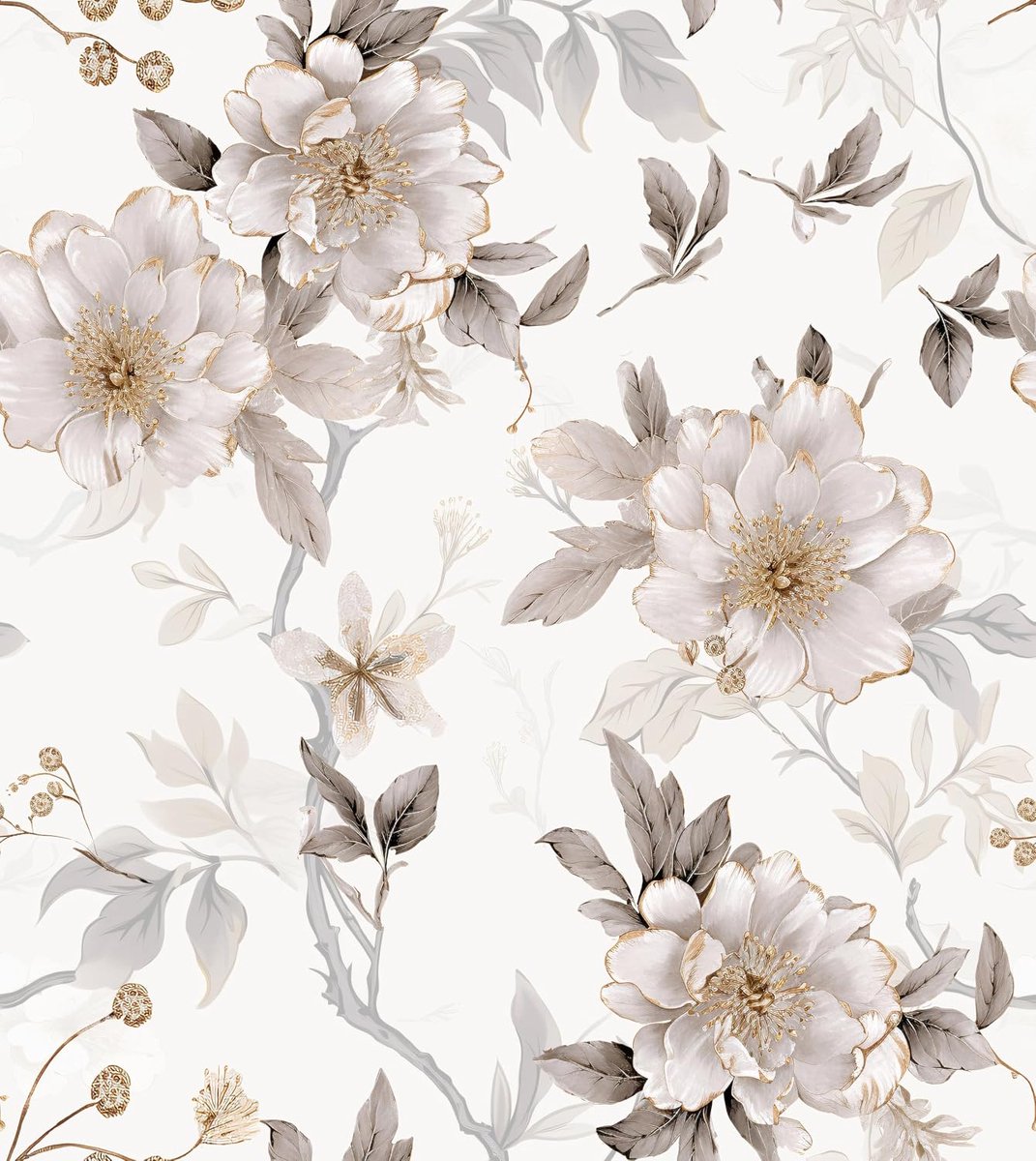 Behang, bloemenbehang, meubelstickers, afneembaar, waterdicht, retrostijl, vinyl, pvc, decoratieve muurstickers, woonkamer, slaapkamer