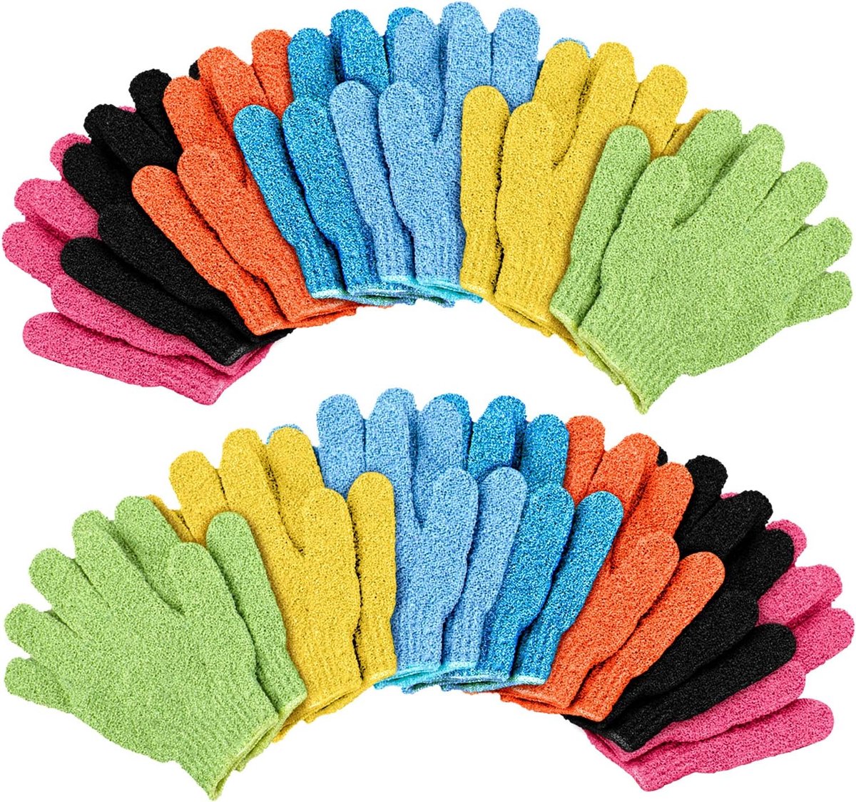 14 paar peelinghandschoenen voor het lichaam, 7 kleuren, scrub-badhandschoenen voor volwassenen en jongeren | Lichaamshandschoen peelinghandschoenen voor volwassenen en jongeren