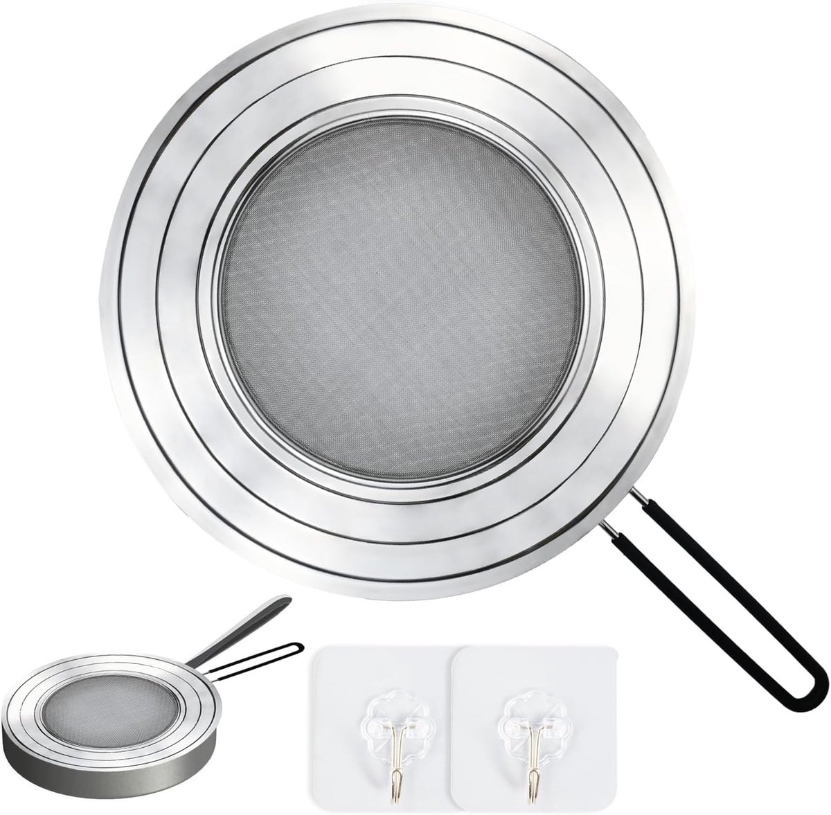 30 cm spatbescherming voor pannen, inklapbare handgreep, spatbescherming, roestvrij staal, spatbescherming, vaatwasmachinebestendig, spatbescherming voor pannen, bescherming, vetspatten