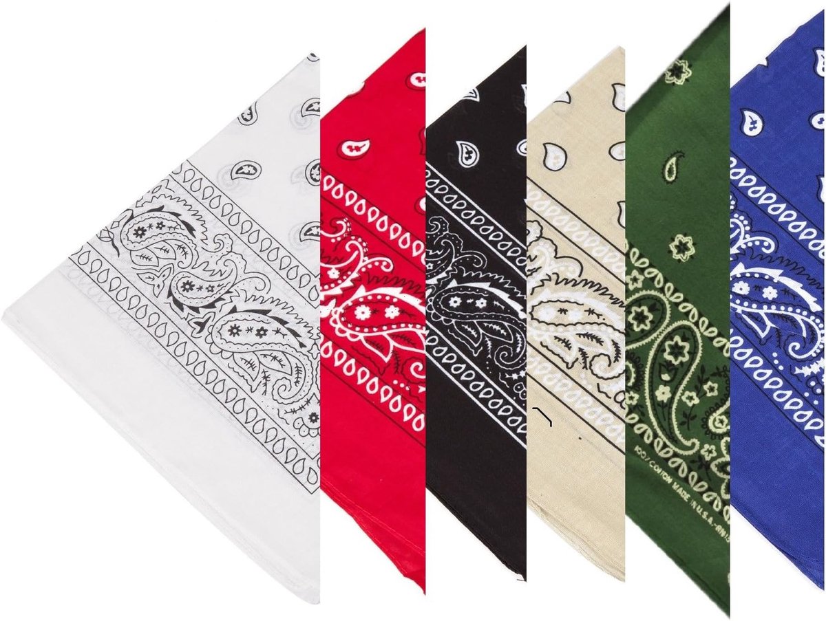 100% katoen, 1, 6 of 12 verpakkingen bandana's met origineel paisley-patroon, kleur naar keuze, hoofdkleding, sjaal, hoofdband, wikkel, hals, pols