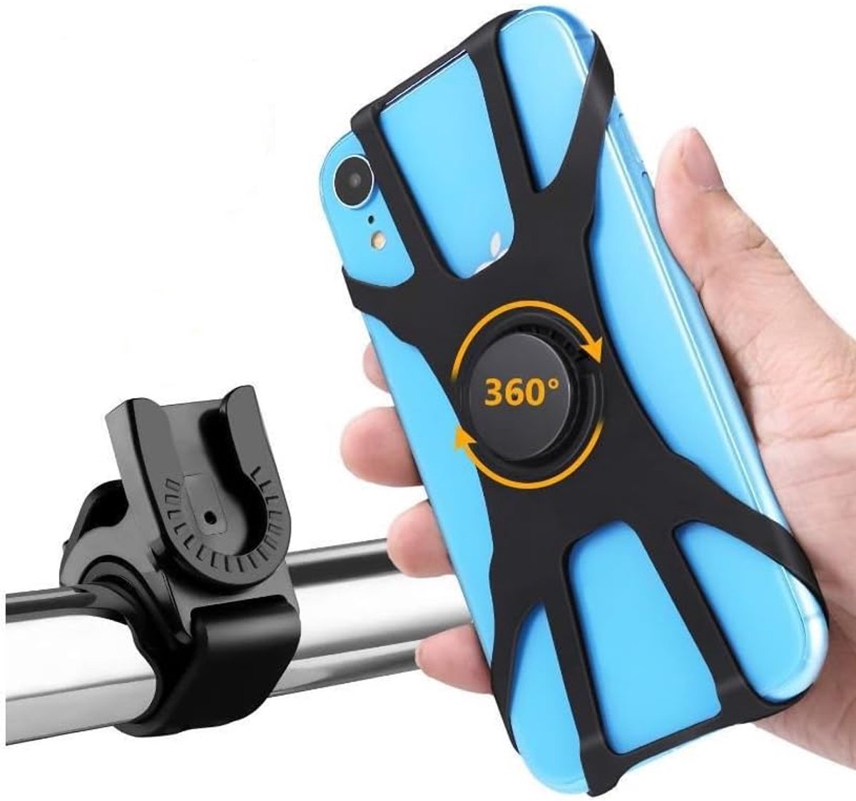 Afneembare fietstelefoonhouder, universele fiets-motorfiets mobiele telefoonhouder, 360 ° draaibare verstelbare fietstelefoonhouder compatibel voor smartphones van 4 inch tot 6,7 inch