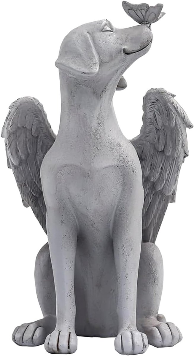 Honden engel herdenkingsbeeld, huisdier, grafsteen, monument, graf, marker eerbetoon standbeeld, tuindecoratie, polyresin-engelfiguren, standbeeld, slapende hond, standbeeld met vleugels,