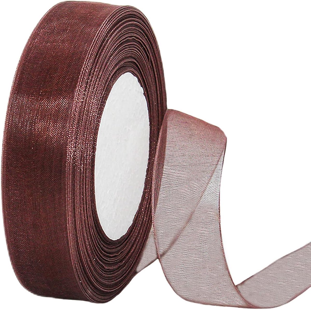 Sheer Coffee Chiffon Lint 20mm, 45m voor cadeauverpakking, bruiloftsdecoraties, doe-het-zelf projecten, algemene decoratie/verpakking