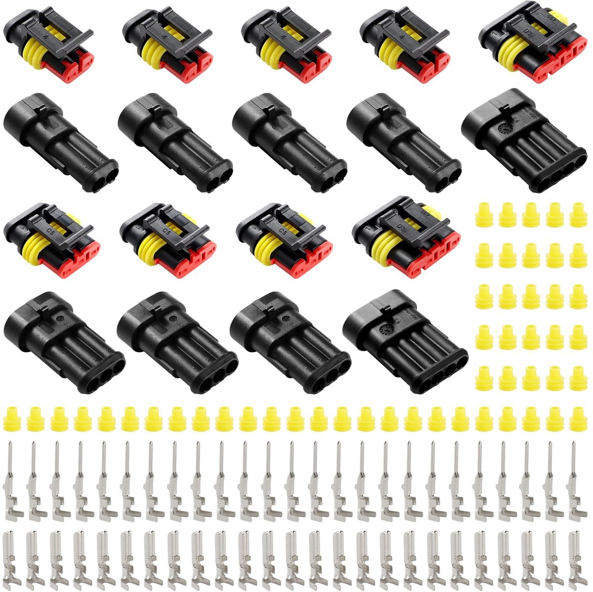 9 Sets 2/3/4 Pins Stekker Waterdichte Kit, Waterdichte Snelkoppeling, Auto Waterdichte Stekker Elektrische Stekkerset, Kkabelconnectorstekker voor Auto, Voertuig, Boot