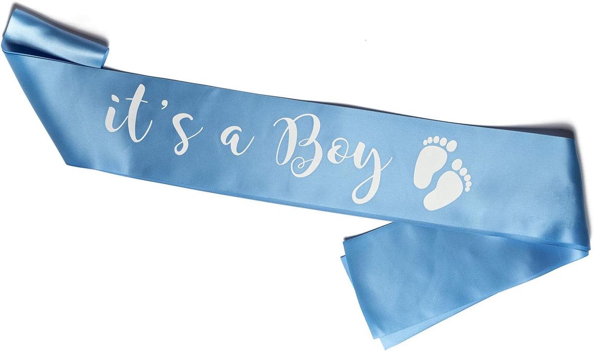 Sjaal Mum to Be wit en goud voor de babyshower (It's a Boy)