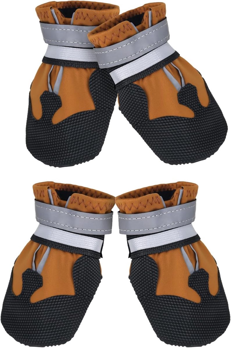 Schoenen, antislip, beschermlaarzen voor honden, waterdicht, voor kleine, middelgrote en grote honden (S, bruin)
