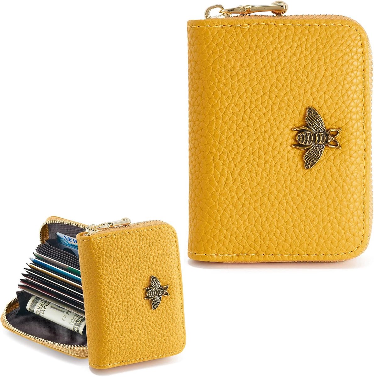 Creditcardhouder Vrouwen Rits Card Cases Portemonnee, Geel, Modern
