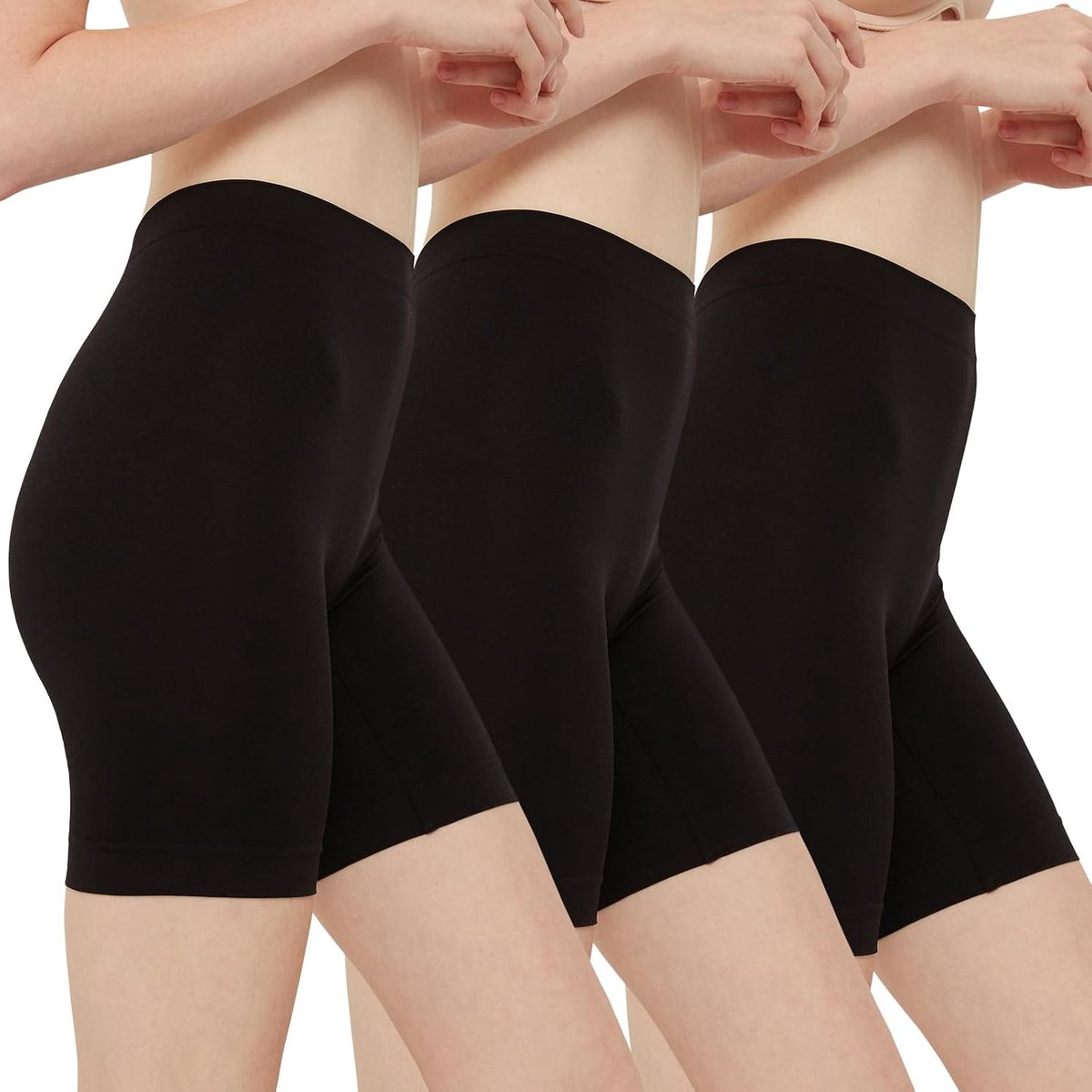 Shorts, coole fietsonderbroek voor dames, korte legging met hoge taille, verpakking met 3 stuks