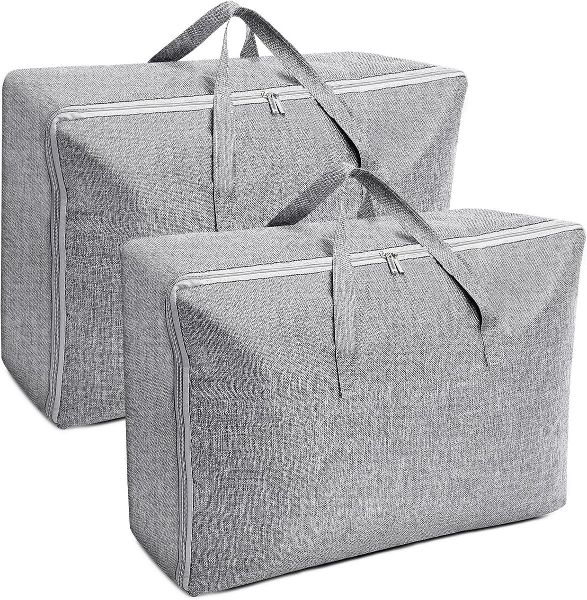 2 grote opbergdozen voor kleding, 105 l, waterdicht, met handvat, ruimtebesparend, opvouwbaar, organizer voor kleding, dekens, dekbedden