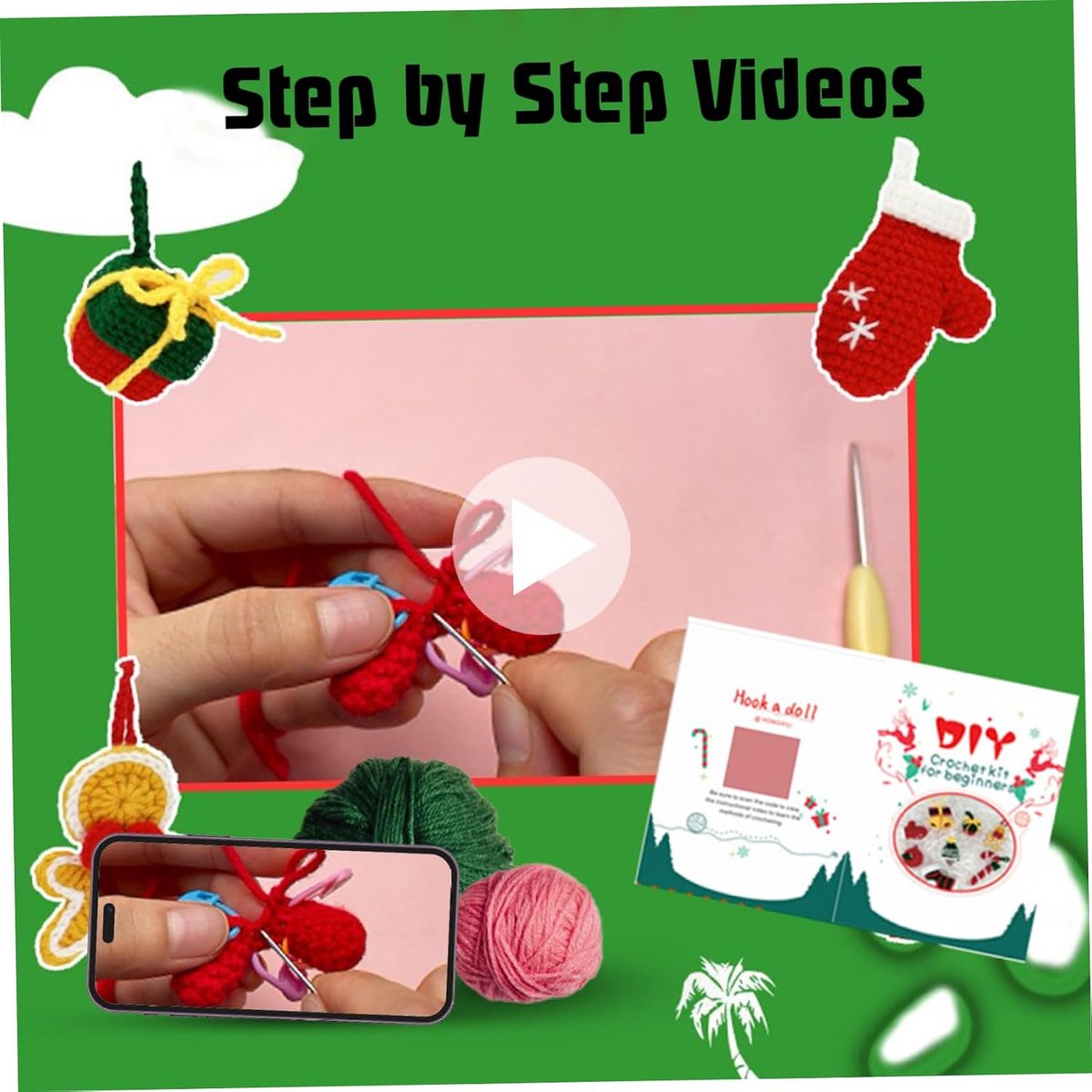 Haakpakketten Kerstmis peperkoek man haaknaalden sets met haaknaalden garens set accessoires haak kits voor beginners volwassenen DIY