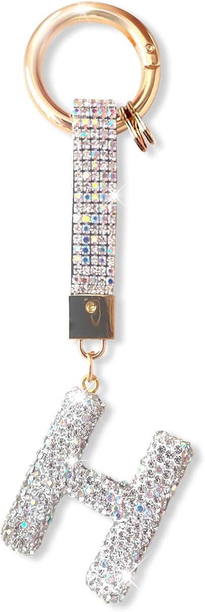 diamant bezette zilveren alfabet sleutelhanger voor vrouwen, schattige glanzende autosleutelhanger, rugzakaccessoires, gepersonaliseerde geschenken