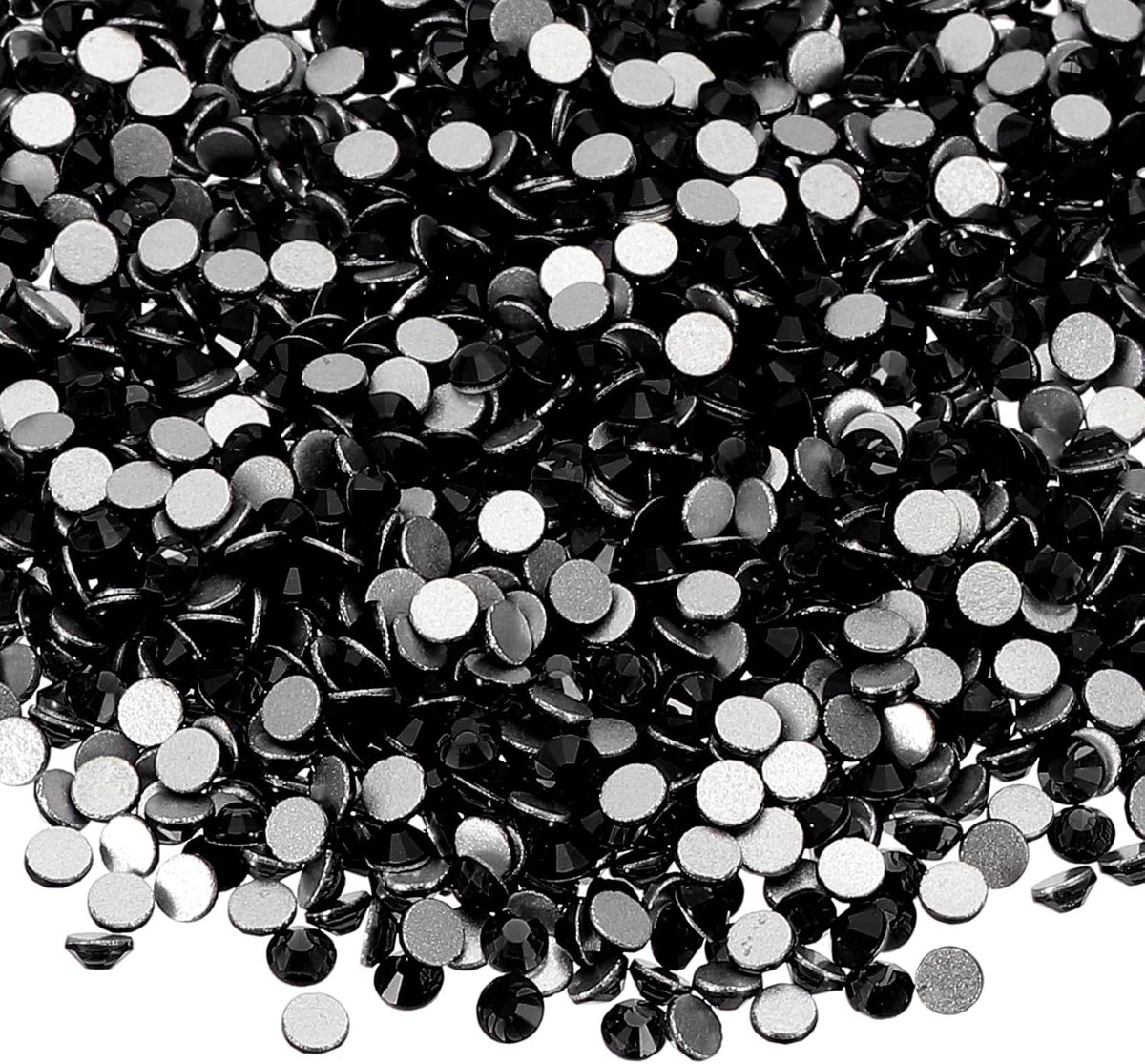 4320 Stuks SS6 Ronde Flatback Kristal 2,0-2,1mm Glas Strass Edelstenen Diamanten voor DIY Ambachten Kleding Schoenen Nagelkunst Decoratie, Zwart